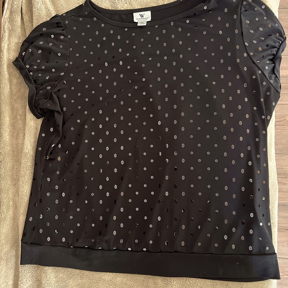 Black with black sequins stretchy worthington top size PXL